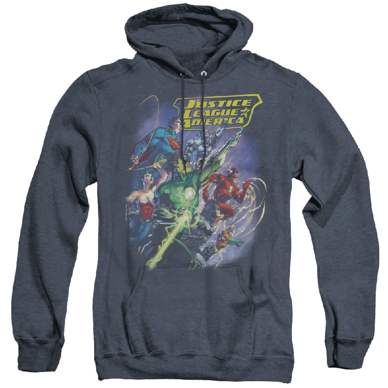 Justice League Onward - Heather Pullover Hoodie Boyleg Sleeve Pullover