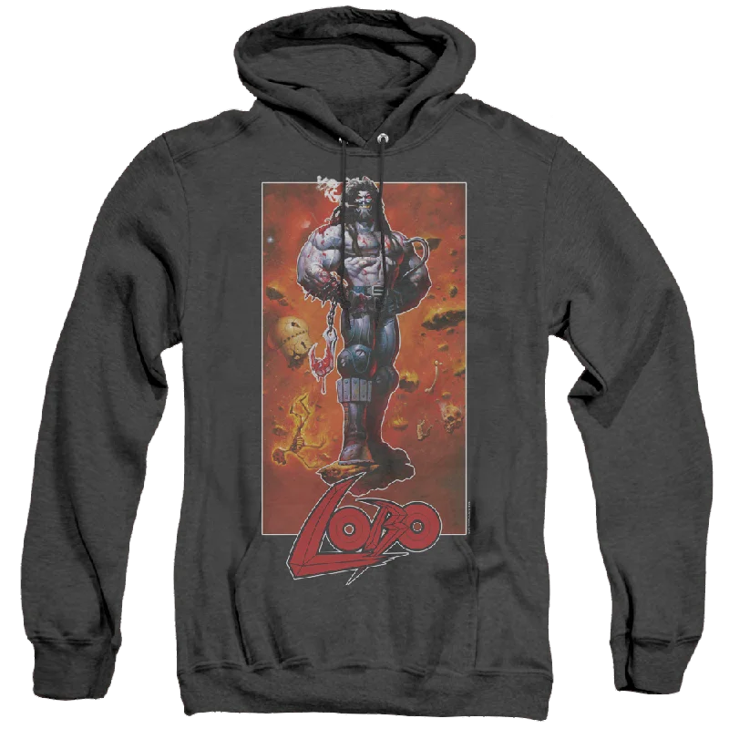 Lobo Lobo Pose - Heather Pullover Hoodie Bishop Sleeve Elegant
