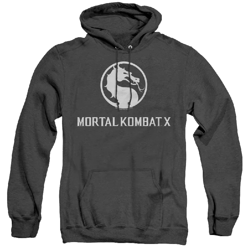 Mortal Kombat Dragon Logo - Heather Pullover Hoodie Bateau Neck Pullover