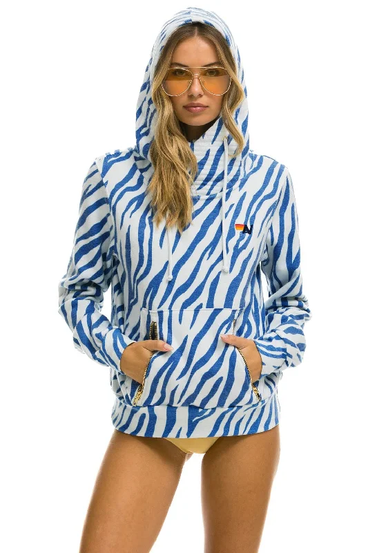 NINJA PULLOVER HOODIE - BLUE TIGER Shawl Collar Sweater
