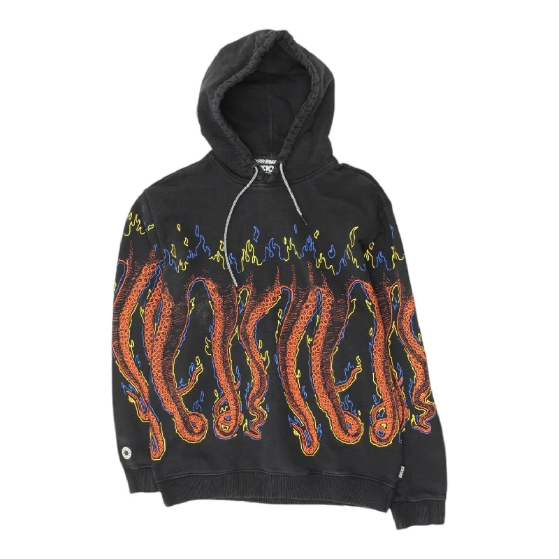 Octopus Mens Black Pullover Tentacle Hoodie | Streetwear Designer Hoody VTG Elbow Length Sleeve Octopus Mens Black Pullover Tentacle Hoodie | Streetwear Designer Hoody VTG Elbow Length Sleeve