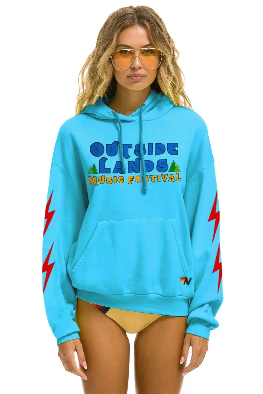 OUTSIDE LANDS 2024 RELAXED PULLOVER HOODIE - NEON BLUE Alpaca Blend Soft