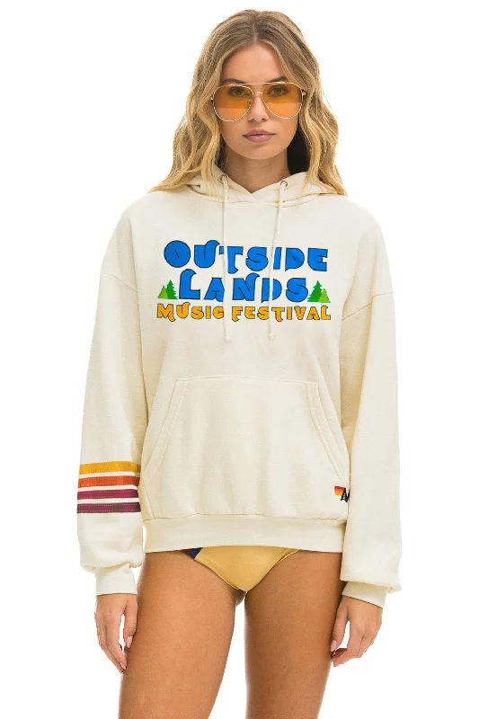 OUTSIDE LANDS 2024 RELAXED PULLOVER HOODIE - VINTAGE WHITE Ruffled Neck Pullover