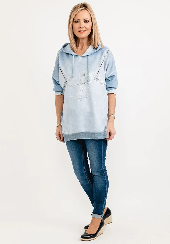 Seventy1 One Size Star & Text Hooded Pullover, Blue Zipper Front Cardigan
