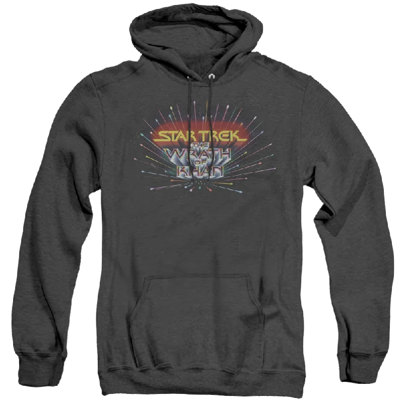 Star Trek Movies Khan Logo - Heather Pullover Hoodie Honey Neck Pullover