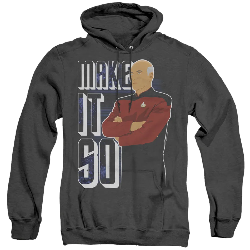Star Trek The Next Generation Make It So - Heather Pullover Hoodie Jewel Neck Pullover Star Trek The Next Generation Make It So - Heather Pullover Hoodie Jewel Neck Pullover