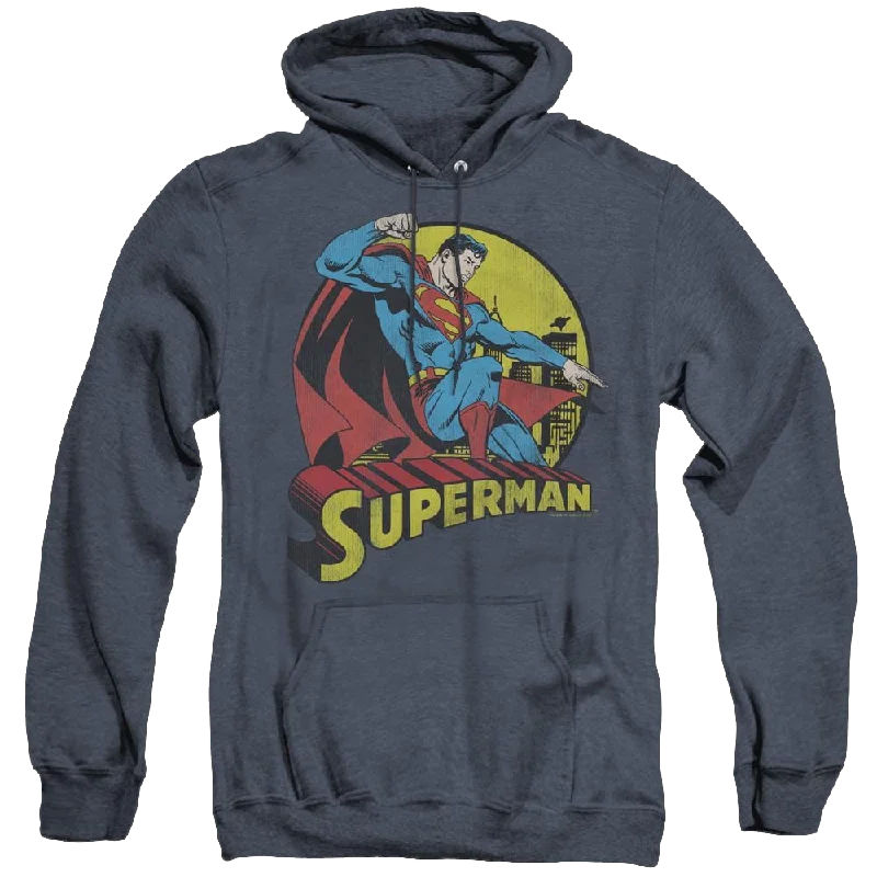 Superman Big Blue - Heather Pullover Hoodie Boat Neck Sweater