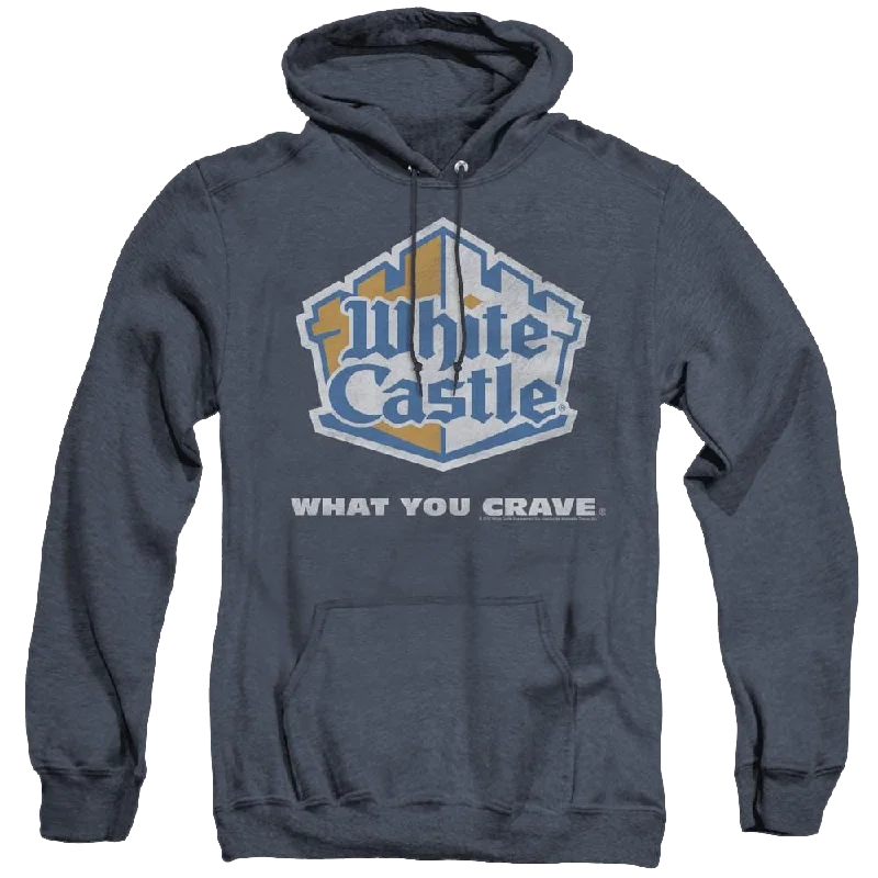 White Castle Distressed Logo - Heather Pullover Hoodie Sarouel Sleeve Pullover