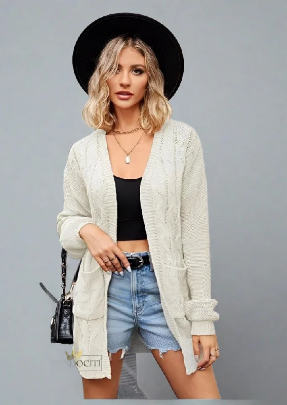 Cable-Knit Long Sleeve Cardigan