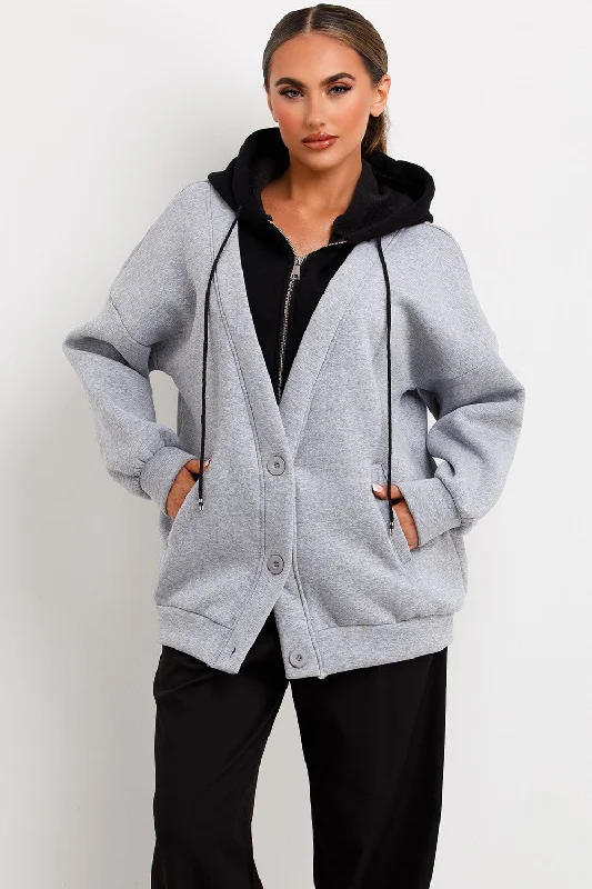 Zip Up Hoodie Cardigan Black