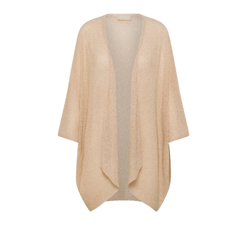 Momoni Women's Divina Powder Pink Lurex Ribbed Cardigan Herringbone Houndstooth Plaid