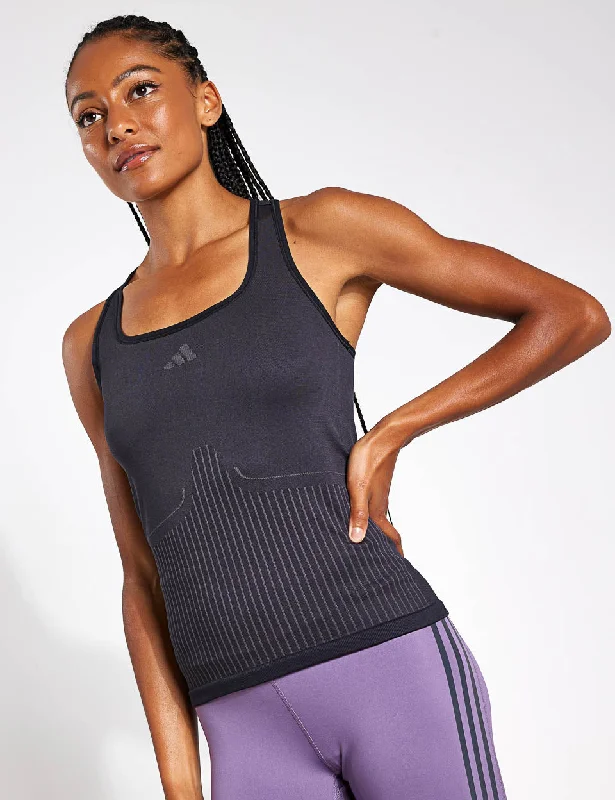 AEROKNIT Tank Top - Black/Grey Six cold shoulder tank