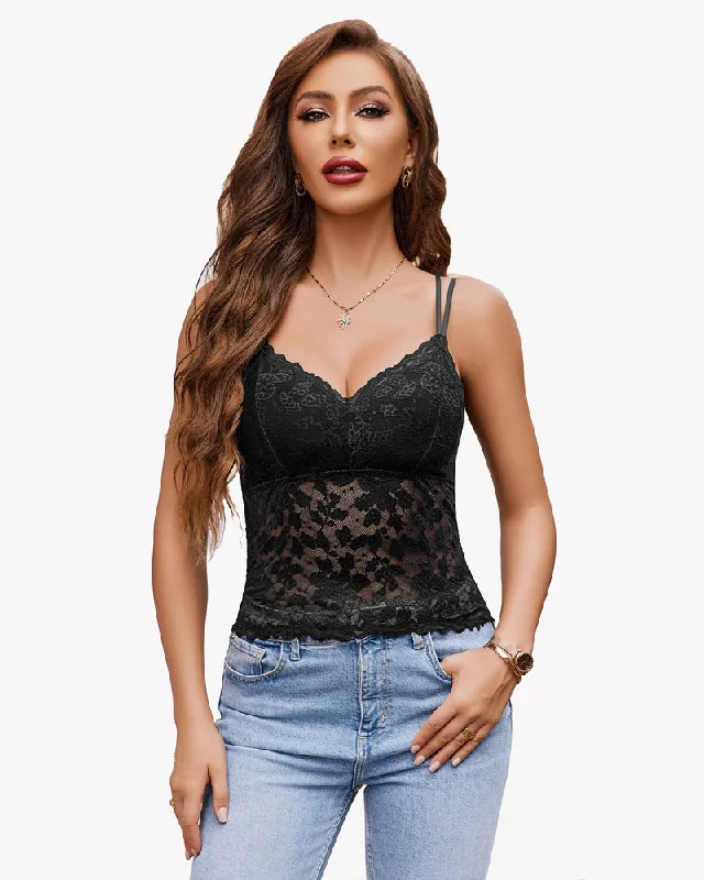 Lace Bralette V Neck Tube Slim Tank Top fitted tank top