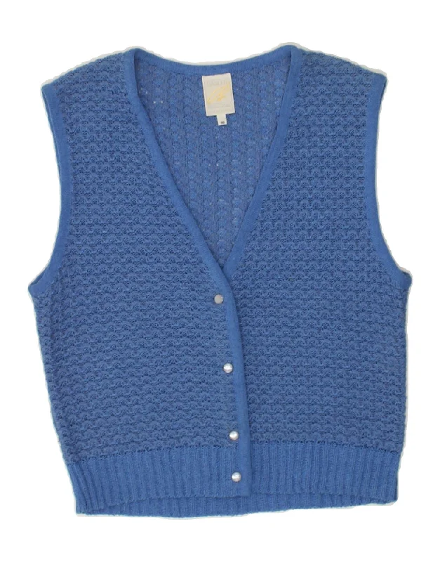 BASLER Womens Crop Sleeveless Cardigan Sweater EU 38  Medium Blue Acrylic Long Cardigan Short Cardigan Medium Cardigan