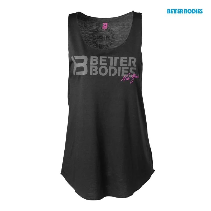 Better Bodies Raw Cut Tank Top - Wash Black cold shoulder tank