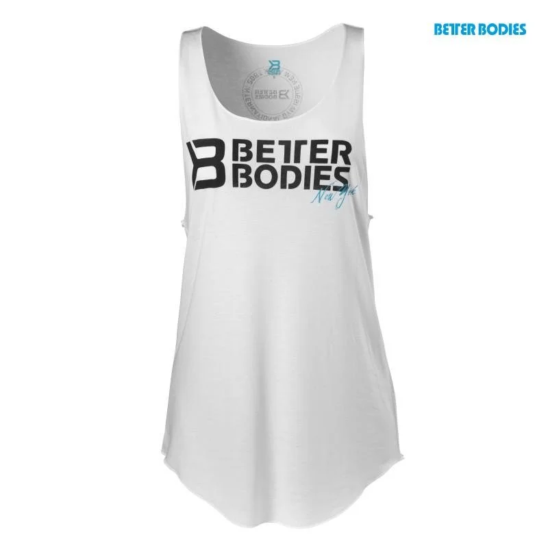 Better Bodies Raw Cut Tank Top - White fitness tank top
