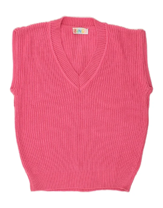 BINGO Womens Vest Tank Top UK 16 Large Pink Acrylic ivory tank top