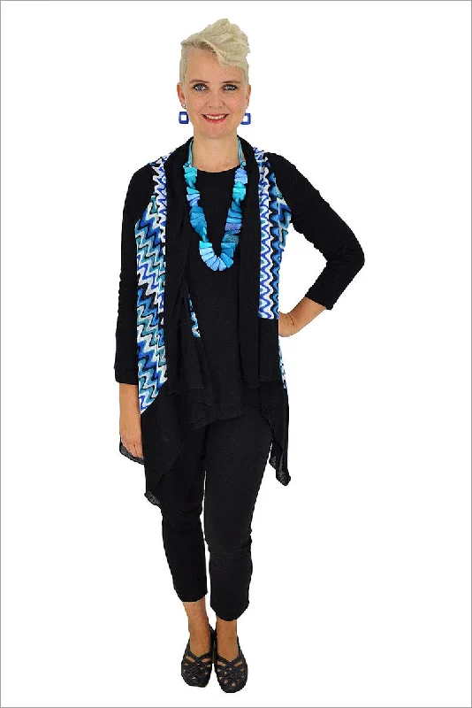 Blue Zig Zag Mesh Cardigan Wool Fabric Cashmere Fabric Tweed Fabric