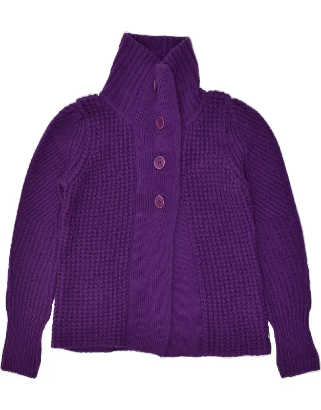 CALVIN KLEIN Womens Cardigan Sweater UK 12 Medium Purple Wool Wool Fabric Cashmere Fabric Tweed Fabric