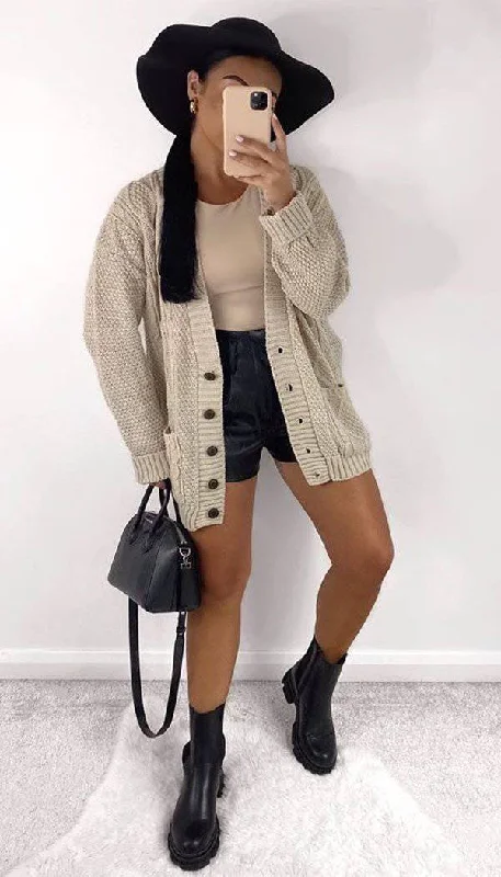 Chunky Boyfriend Grandad Button Cardigan Polka Dot Checkered Tartan