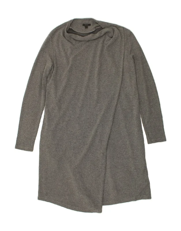 COS Womens Wrap Cardigan Sweater UK 14 Medium Grey Cotton Notch Collar Peter Pan Collar Cowl Neck