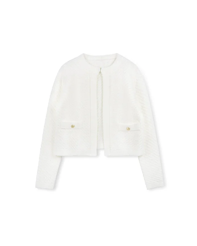 Decorative Knit Cardigan Tailored Straight A-Line