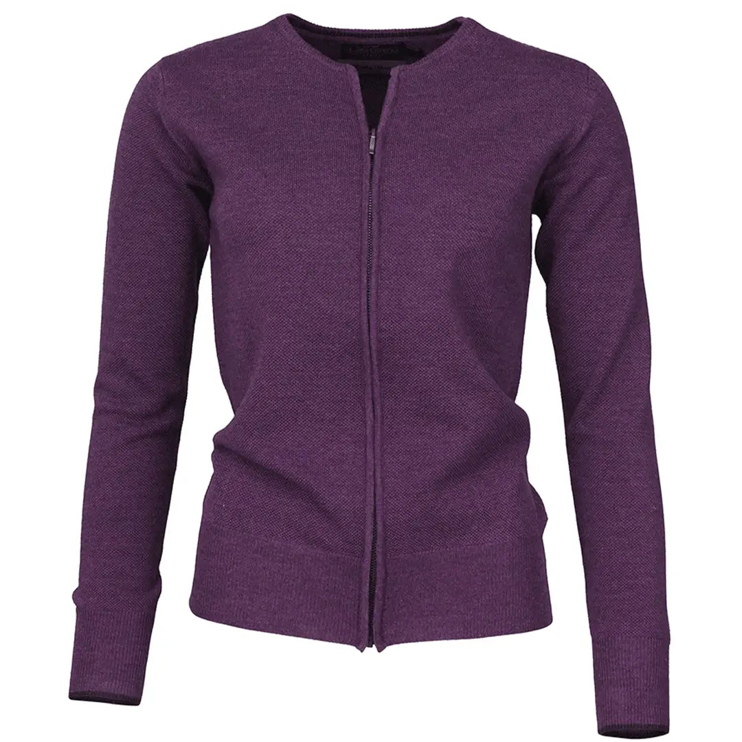 Durham Ladies Cardigan - Purple by Laksen Satin Blend Silk Blend Wool Blend