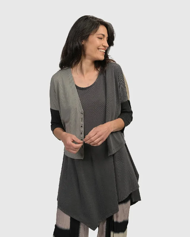 Essential Colorblock Cupro Cardigan, Multi Seamless Knitted Crochet