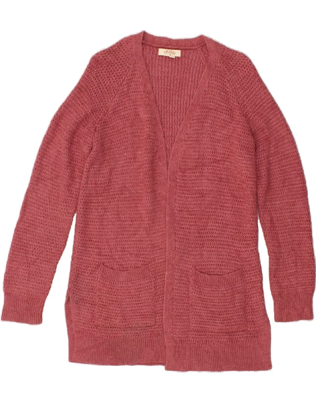 FAT FACE Womens Cardigan Sweater UK 8 Small  Red Acrylic Fleece Fabric Down Fabric Feather Fabric