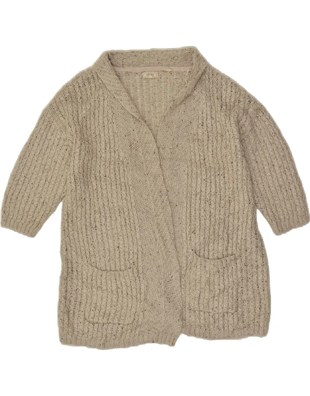 FAT FACE Womens Loose Fit 3/4 Sleeve Cardigan Sweater UK 14 Large  Grey Velvet Chenille Corduroy