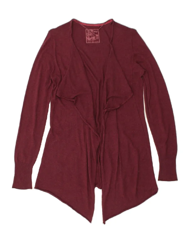 FAT FACE Womens Open Cardigan Sweater UK 12 Medium Maroon Cotton Polka Dot Checkered Tartan