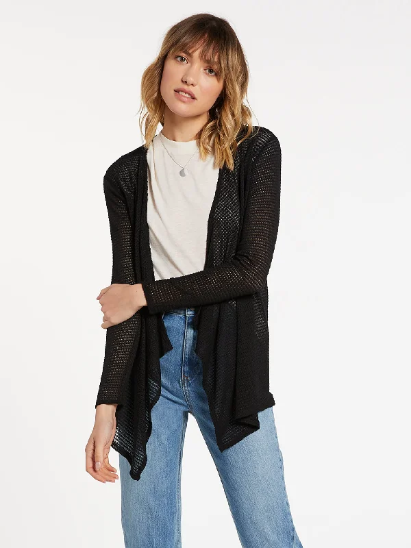 Go Go Wrap Cardigan - Black Transparent Opaque Sheer