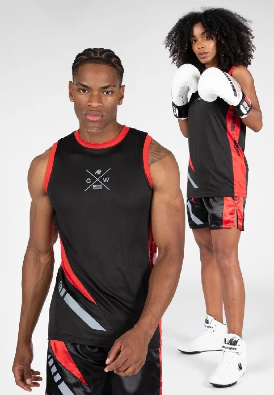 Gorilla Wear Hornell Tank Top - Black/Red lace back tank
