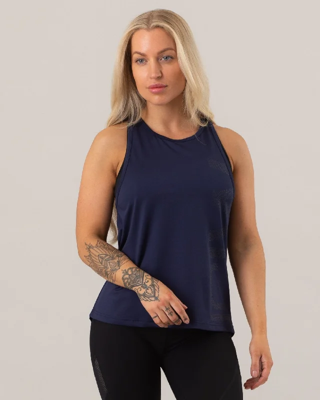 ICIW Loose Cut Tank Top - Deep Navy lime green tank