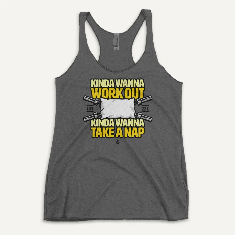 Kinda Wanna Work Out Kinda Wanna Take A Nap Women's Tank Top grey tank top