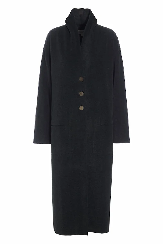 LONG CARDIGAN - 7162 - SOFT BLACK Bright Pastel Dark