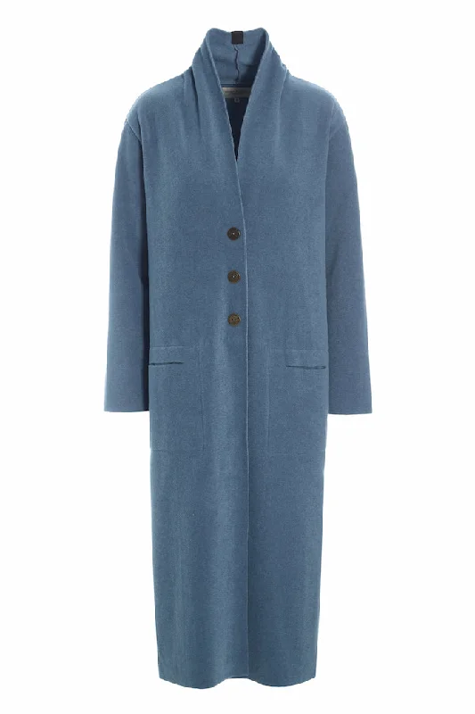 LONG CARDIGAN - 7162 - DUSTY BLUE Plaid Cardigan Polka Dot Checkered