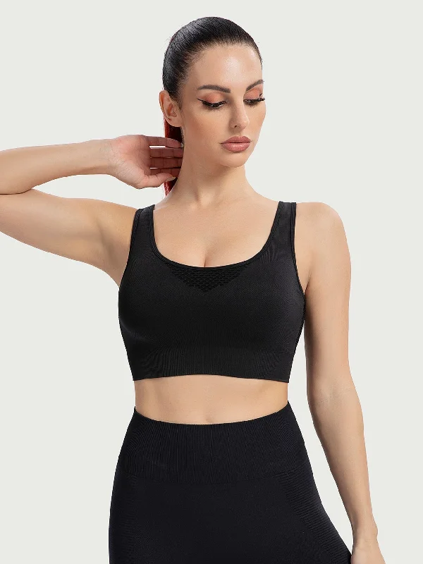 Longline WirefreeWorkout Tank Tops Black silver tank top