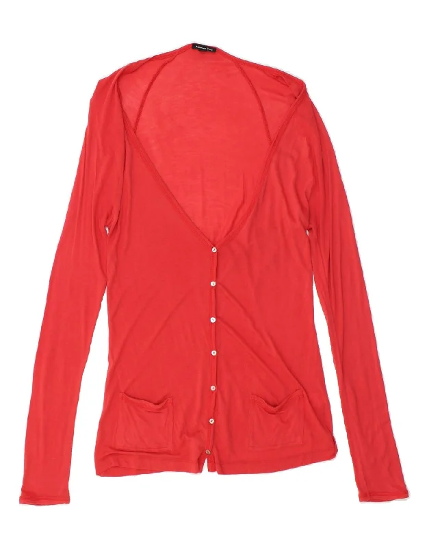 MASSIMO DUTTI Womens Cardigan Top UK 10 Small Red Viscose Houndstooth Herringbone Solid MASSIMO DUTTI Womens Cardigan Top UK 10 Small Red Viscose Houndstooth Herringbone Solid