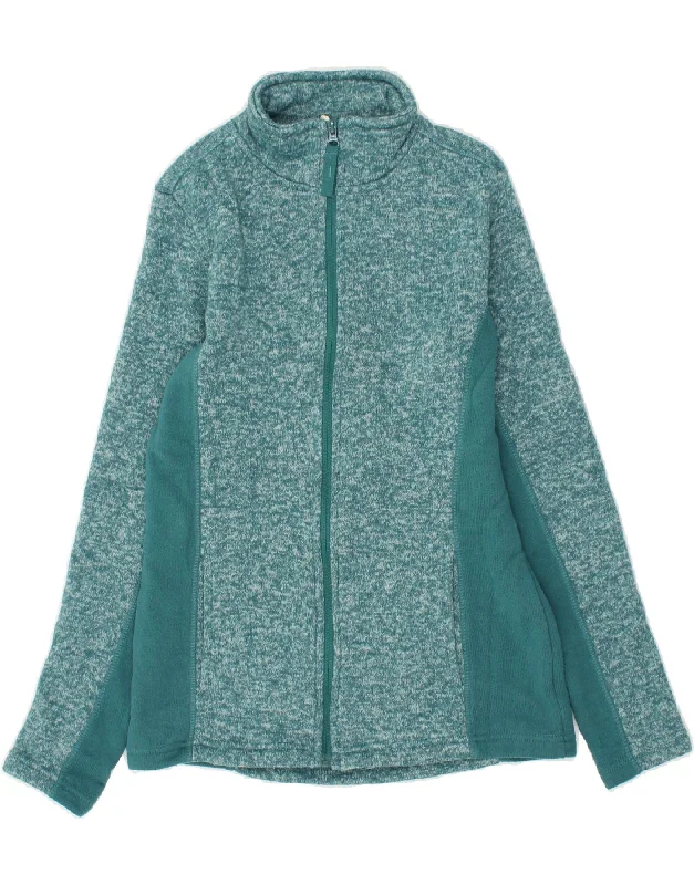 MOUNTAIN WAREHOUSE Womens Cardigan Sweater UK 12 Medium Turquoise Flecked Herringbone Houndstooth Plaid