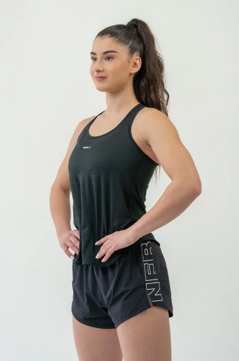Nebbia Fit Activewear Tank Top Airy with Reflective Logo - Black lightweight tank top