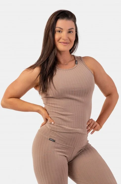 Nebbia Organic Cotton Ribbed Tank Top 414 - Dark Brown black tank top