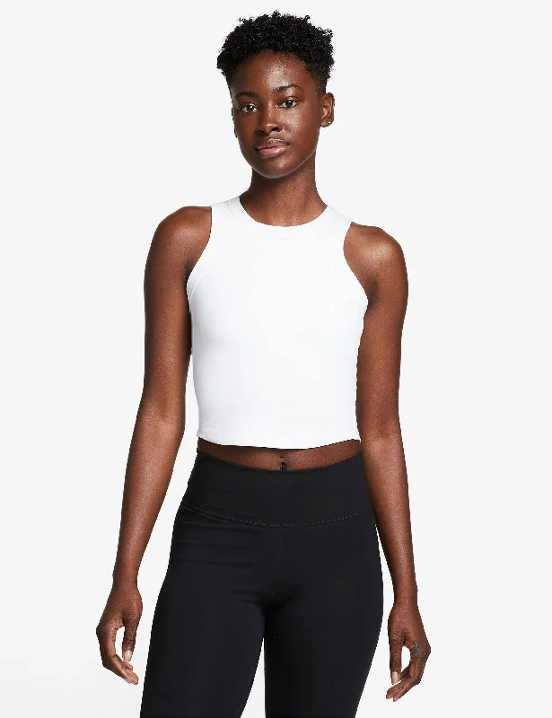 One Fitted Dri-FIT Cropped Tank Top - White/Black cutout tank top