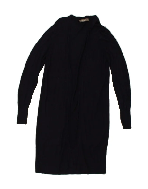 OASIS Womens Longline Cardigan Sweater UK 12 Medium Navy Blue Cotton Fitted Loose Oversized