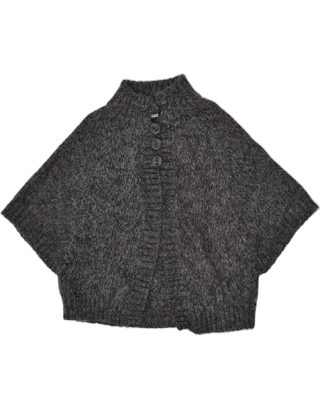 OASIS Womens Oversized Short Sleeve Cardigan Sweater UK 14 Large Grey Striped Floral Plaid