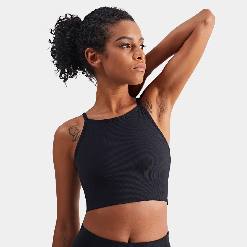 Olivia Ribbed Tank Top - Black gold tank top