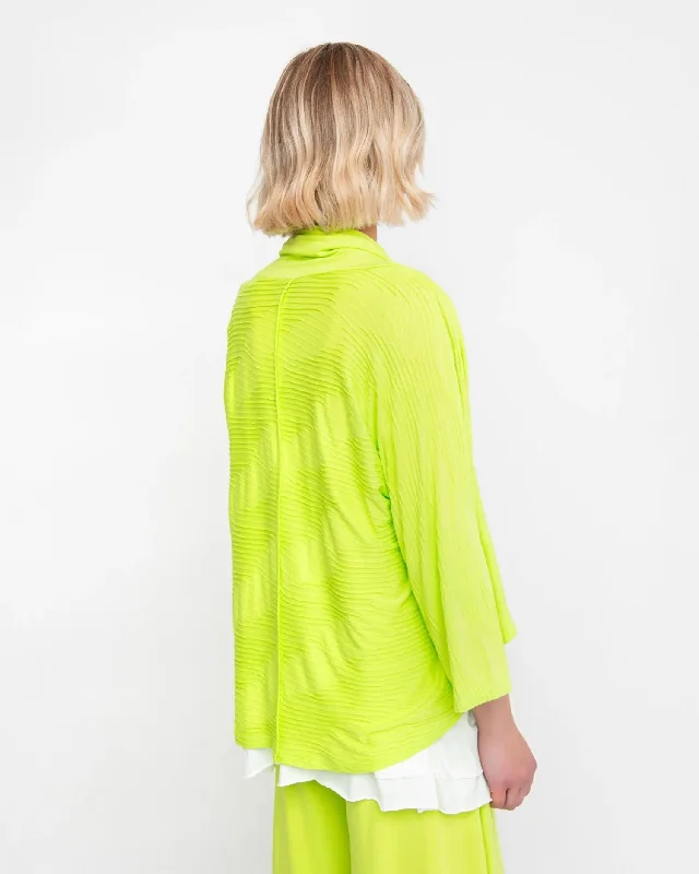 Ozai N Ku Drape Neck Racquet Cardigan, Lime Mesh Cardigan Canvas Denim