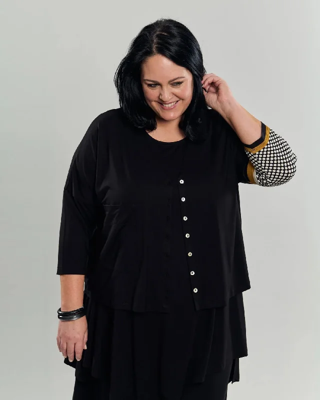 Kenna Crop Cardigan, Circles Asymmetrical,ymmetric Pencil Cardigan