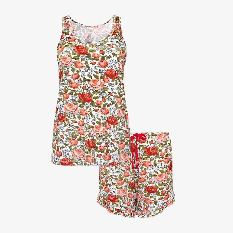 Posh Peanut Bamboo Women's Tank Top & Ruffled Shorts Pajama Set - Alma Rose chic tank top