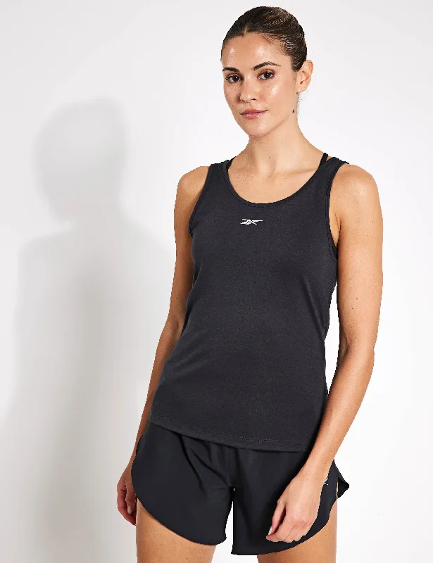 ID Train Supremium Tank Top - Night Black sequin tank top